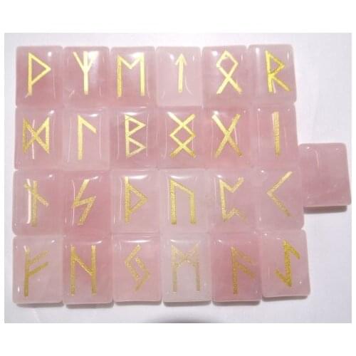 Natural stone Quartz crystal tiger eye Stone Viking Runes Amulet Set pendant for diy Jewelry making necklace Accessories 25pcs