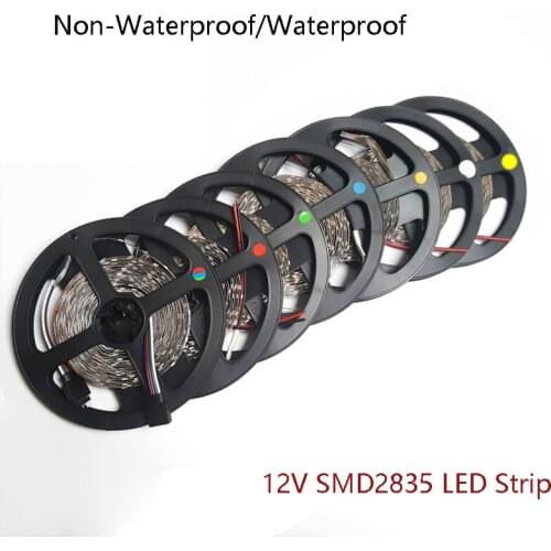 5m 10m RGB LED strip light 60LEDs/m SMD 2835 White Warm White Red Green Blue LED strip 12V Waterproof flexible Tape rope stripe