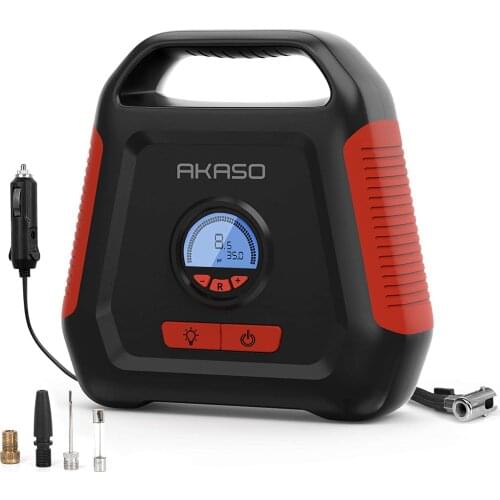AKASO Air Compressor Digital Tire Inflator 12V DC Portable Air Pump Auto Shut Off with LED Light Electric Gauge for Car Tires