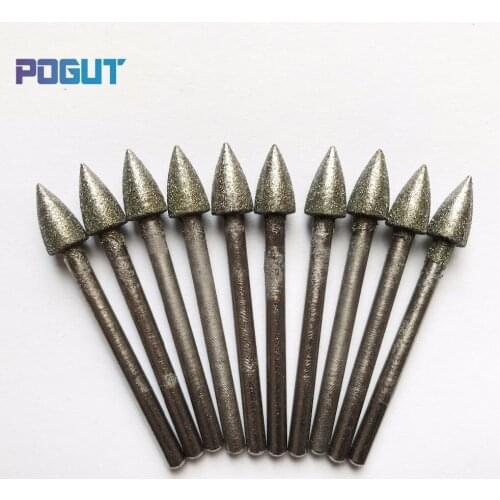 Diamond Bullet Shape Taper DREMEL 3mm Shank Rotary Tool Drill Bit for grinding jade, stone, marble glass