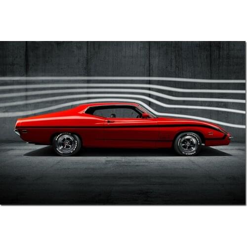 Ford Torino King Cobra Retro Car Poster Print for Home Decor Wall Art Picture For Living Room Decor Canvas Painting