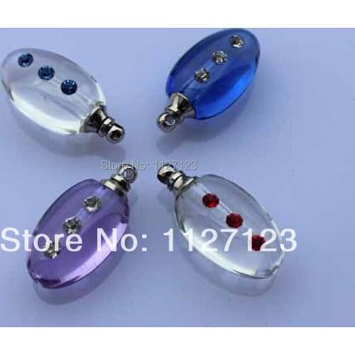 Free shipping!!!50pcs/lot New!mixed color Three drill water droplets Crystal Perfume & Aroma Oil Vial Pendants