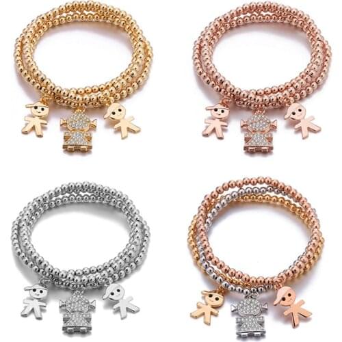 Boys Girls Crystal Charms Bracelets For Women Adjustable Elastic Beads Friendship Bracelets 3pcs/set pulseras mujer moda 2019