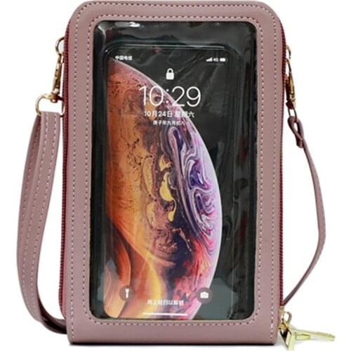 Brand Design Cellphone Pocket for Women Small Shoulder Bag Touch Creen Phone Wallets Mini Leather Crossbody Hand Bags Lady Purse