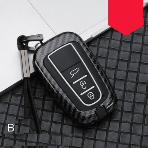 Carbon fiber Alloy+Silicone Car Smart Key Case Cover For Toyota Camry Corolla C-HR CHR Prado RAV4 Prius 2018 2019 2/3/4 Buttons