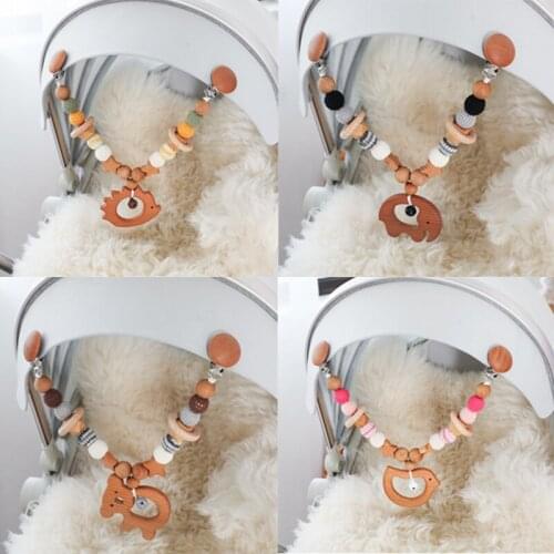 Baby Rattles Crib Mobiles Koala Wooden Pacifier Chain Holder For Nipples Kids Stroller Accessories Baby Crib Toys Products Gift