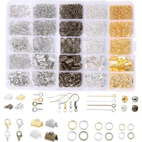 Alloy Accessories Jewelry Findings Kit Set Clip Buckle Open Jump Rings Lobster Clasp Earring Hook DIY Jewelry Making Supplies