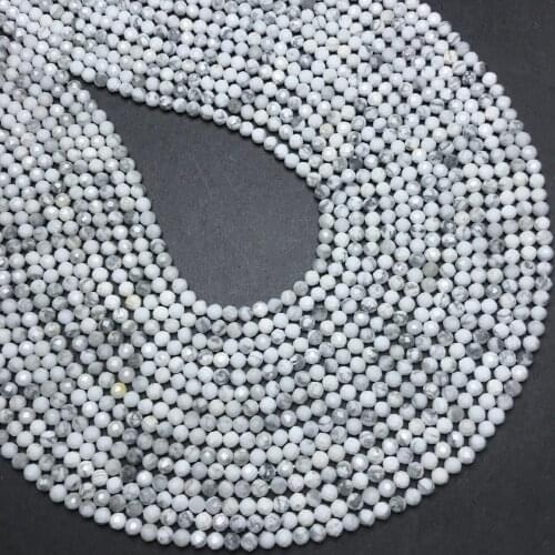 Natural Small Size Howlite Beads Faceted Gemstone Round Loose Beads DIY For Jewelry Making Bracelet Necklace Earring 2mm 3mm 4mm