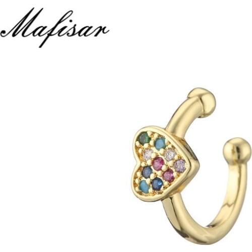 Mafisar 2021 New Fashion 1PCS Gold Color Ear Cuff Bohemia Stackable C Shaped CZ Small Earcuffs Clip Earrings For Women Jewelry