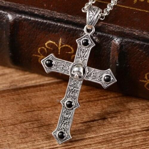 MAYONES 925 Silver Skull Pendant 100% Pure S925 Solid Silver Cross Pendants for Men Jewelry Making