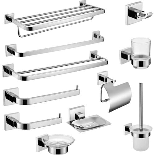 Bathroom Stainless Steel Hardware Sets Towel Bar Holder Hook Toilet Paper Brush Holder Soap Dispenser Glass Cup Accessories Kit