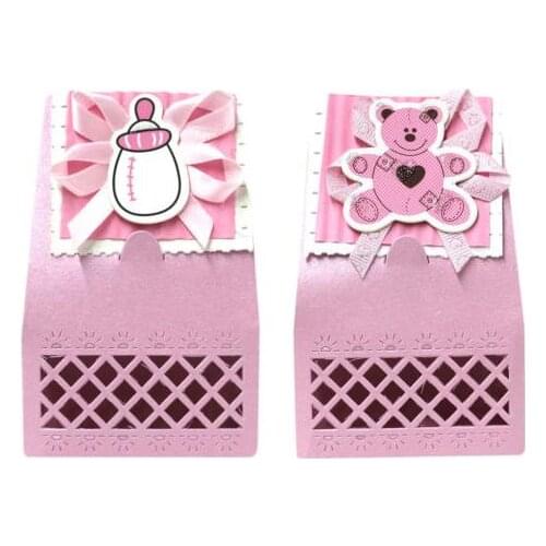 New Baby Shower First Birthday Party Candy Bag Cartoon bear feeding bottle Paper Gift Boxes For Charms Favours Presents wrapping
