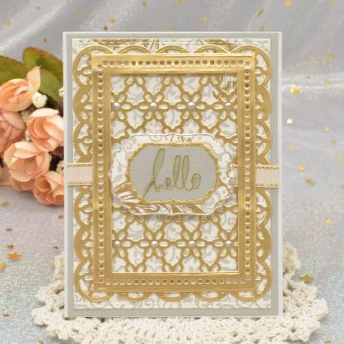 New Flowers Lace Frame Metal Cutting Dies Rectangle Die Cuts for Scrapbooking Album Paper DIY Background Cards Making Craft