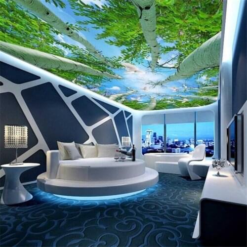 Beibehang Custom Wallpapers 3d Stereo Mural Super Green Forest Sky Ceiling Zenith Mural 3d Living Room Hotel Wallpapers 3d mural