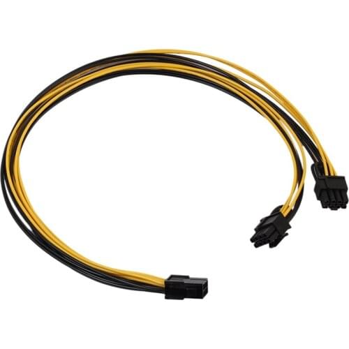 PCI-E PCI Express 6Pin Female to Dual Dual 2-Port 8Pin (6 + 2Pin) Male F/M Adapter GPU Video Card Power Cord 18AWG 20cm