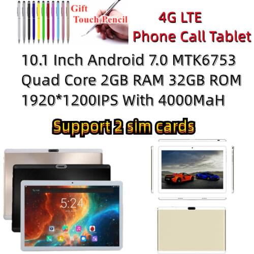 Glavey colorful 4G Lte 10.1 inch Tablet PC MTK6739 Quad core 1920*1200 Android 8.1 2GB/32GB Tablet PC
