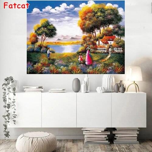 Full Square Diamond 5D DIY Diamond Painting Farmhouse scenery Embroidery Cross Stitch Rhinestone Mosaic Painting Decor PP1988