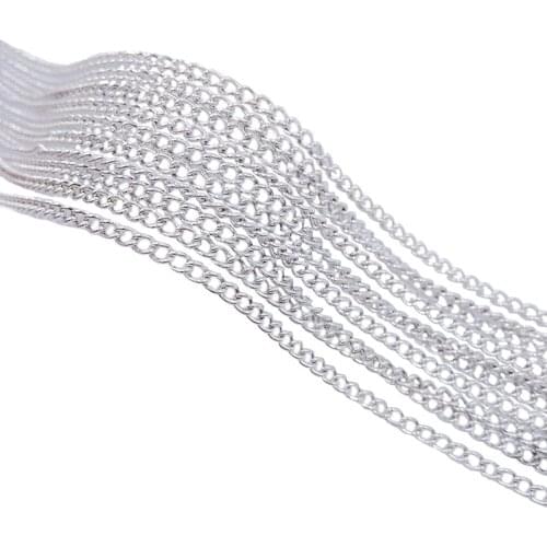 Silver Plated 100m 2x3mm 3x4mm Encryption Curb Chains Metal Link Chain Findings for Jewelry Making ECC-02