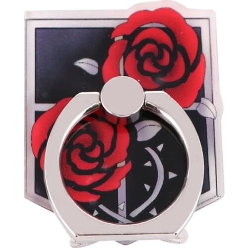 R2349 Red Rose Fashion Ring Metal Mobile Phone Accessaries Rotating Ring Bracket Lazy Desktop Universal Anti-fall Bracket Gifts