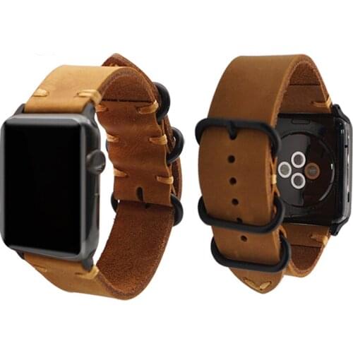 Genuine Leather Strap 42mm 44mm For Apple Watch 6 For iwatch Series SE/5/4/3/2/1 Watchband Sport Bracelet Zulu Strap Replacement