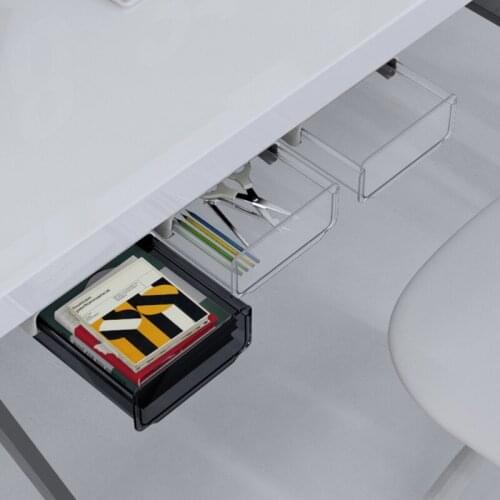Self Stick Pencil Tray Under Desk Table Storage Drawer Organizer Box Self-adhesive Under-drawer Holder N2UC