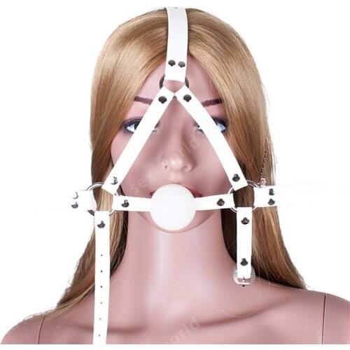 White Silicone Mouth Gag Ball Fetish Sex Head Harness Restraints Bondage For Role Play Adults Products Toys For Couples Sex Shop