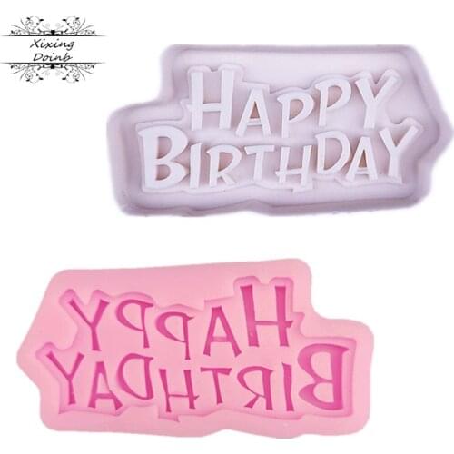 DIY Happy birthday Sugarcraft Silicone Mold Letter form Chocolate Fondant Cake Decorating Tools dessert decorators