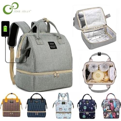 Diaper Bag Mummy Maternity Baby Bags Small Travel Grey Nappy Changing Backpack Women Insulated Lunch Bag Stroller Organizer ZXH