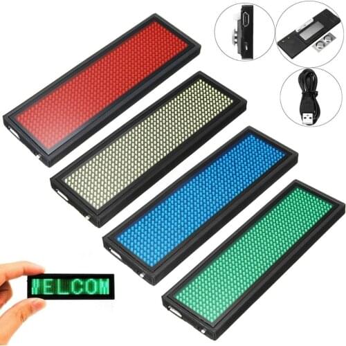 LED Mini Digital Display Programmable Rechargeable Scrolling Name Message Tag Badge Sign 15 Display Languages For Event