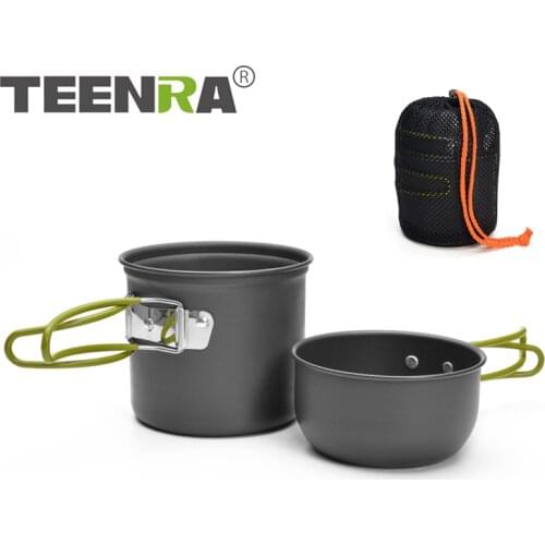 TEENRA 3Pcs Portable Picnic Pot Ultralight Camping Cookware Outdoor Camping Cookware Set Cooking Travel Cutlery