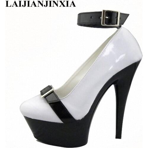 New sweet summer 15 cm ultra high heel pure white single shoe, banquet princess lovely single shoe, easy Dance Shoes