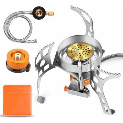 Windproof Gas Stove Foldable Split Burner Outdoor Gas Burner Camping Stove with Gas Conversion Head Adapter New Upgrade