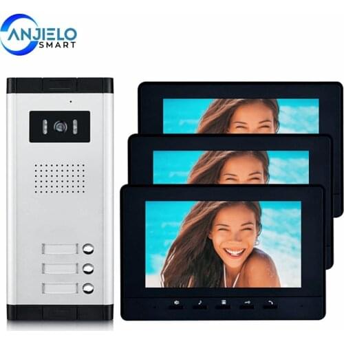 2 - 4 Units Apartment Video Doorphone Intercom System 7 inch Monitor Video Doorbell Night Vision Waterproof for Home Security