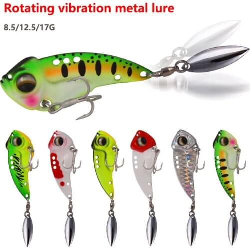 8.5g 12.5g 17g VIB Rotating Metal Fishing Lure Spoon Hard Bait Winter Ice Fishing Tackle Accessories Crankbait Vibration Spinner
