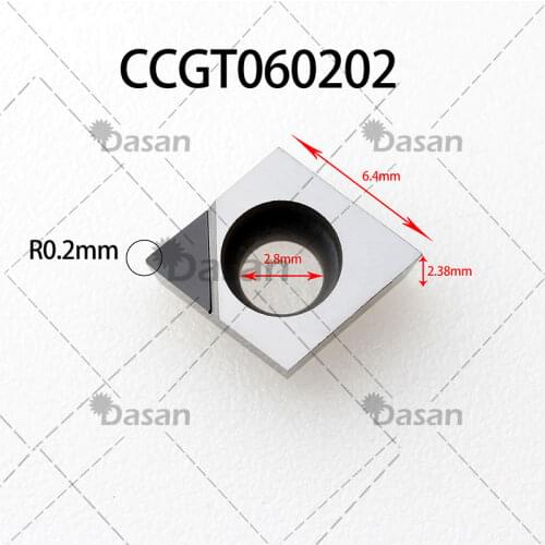 2PCS CCGT060202 Inserts PCD Diamond Tripped Insert CCGT060204 08 High Hardness Blade for cnc Turning Cutter Aluminum Copper Tool