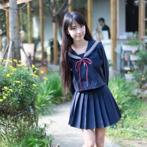 High-endJapanese/Korean Sailor Suit Cosplay Costumes School Uniforms Cute Girls JK Student Clothing Top+Skirts+bow-tie+Stockings