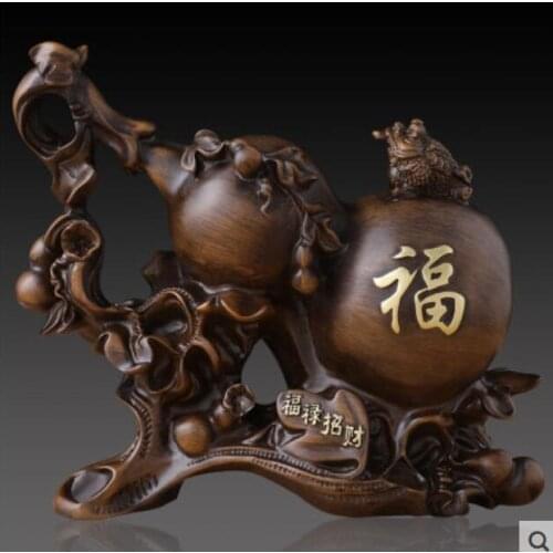 Golden toad feng shui zhaocai calabash furnishing a living room wine cabinet decoration craft gifts Chinese style porch cabinet
