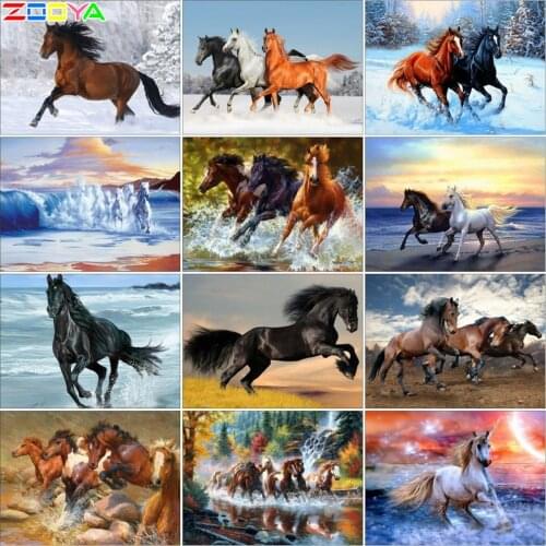 Zooya Diamond Painting Horse Full Square Diamond Embroidery Animals Picture 5D Diy Mosaic Rhinestone Home Decoration Gift Jh056