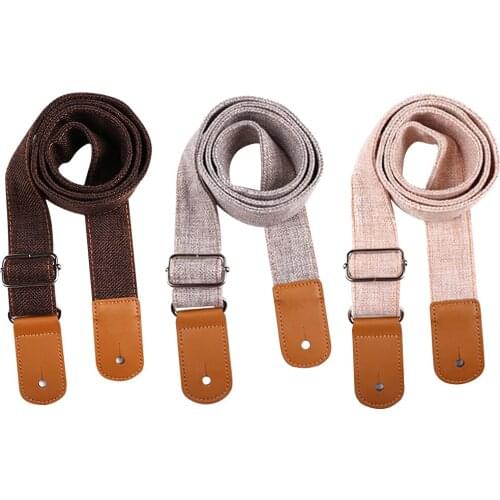 1pcs Gray/Coffee/Beige Guitar Strap Anti Slip Shoulder Belt Cotton Hemp Ukulele Guitar Shoulder Strap Musical Accessories