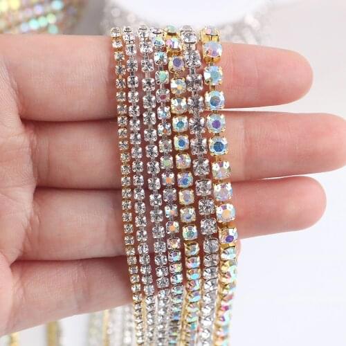 5 Yards Glitter Rhinestone Chain стразы Sew-On Rhinestone Rope Chains Diamond Trimmings For Garment Accessories, Nail Art