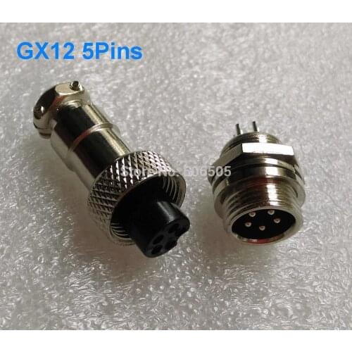 12mm GX12 5 pins aviation plug aviation socket cable joint 2set/lot