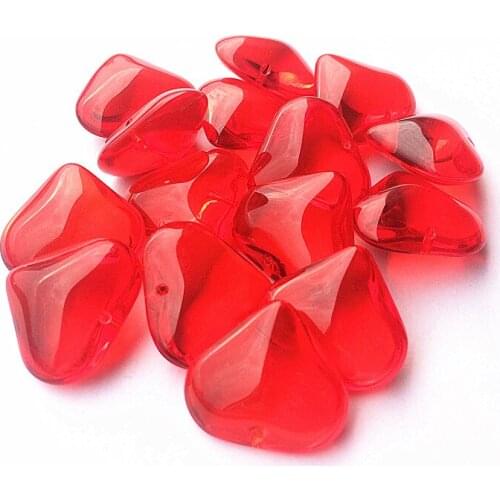 Free Shipping 20Pcs 22*22mm Fashion Red Glass Heart Shape Smooth Beads For Diy Crystal Chandelier Pendants