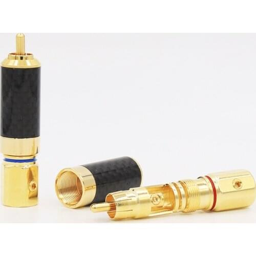 4pcs Carbon Fiber Gold Plated RCA Adapter HIFI RCA Audio Connector hifi