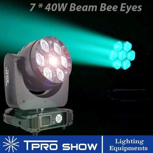 7x40W Moving Head Stage Lighting Effect RGBW LED Beam Wash Zoom Bee Eye Movinghead 280W Mobile Heads Beam Lyre Lights for Disco