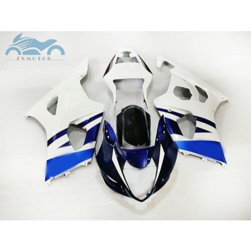ABS plastic Fairing kits for Suzuki K3 K4 GSXR1000 03 04 motorcycle racing full fairings kit GSXR 1000 2003 2004 white blue AT55