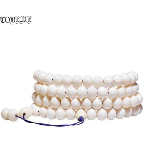 Handcrafted Genuine Tibetan Yak Bone Mala Buddhist 108 Prayer Beads Bracelet Tibetan Bone 108 Beads Mala