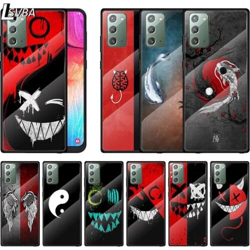 Angel Demon Smiley Yin Yang For Samsung A70 A50 A40 A30 Note 20 10 9 8 Ultra Lite Plus Tempered Glass Phone Case