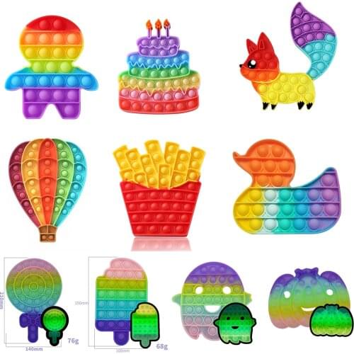 Glow in the Dark Fidget Toys Rainbow Reliver Stress Simple Dimple Luminous Toy Push Bubble Antistress Toy Fluorescence For Kids