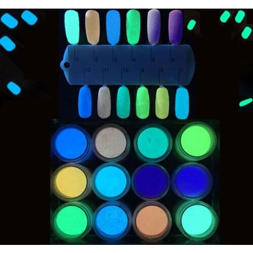 1pc Fluorescent Powder DIY Bright Nail Art Glow In The Dark Sand Powder Pigment Dust Luminous Nail Glitter Holographic glitter