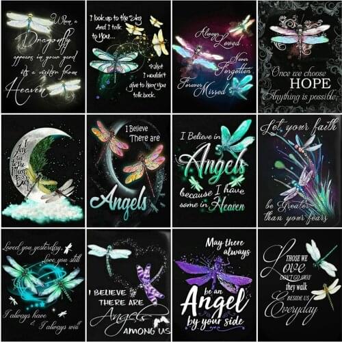 HUACAN 5D Diamond Embroidery Animal Full Drill Square Diamond Painting Dragonfly Diamond Mosaic Cross Stitch Kit Handmade Gift